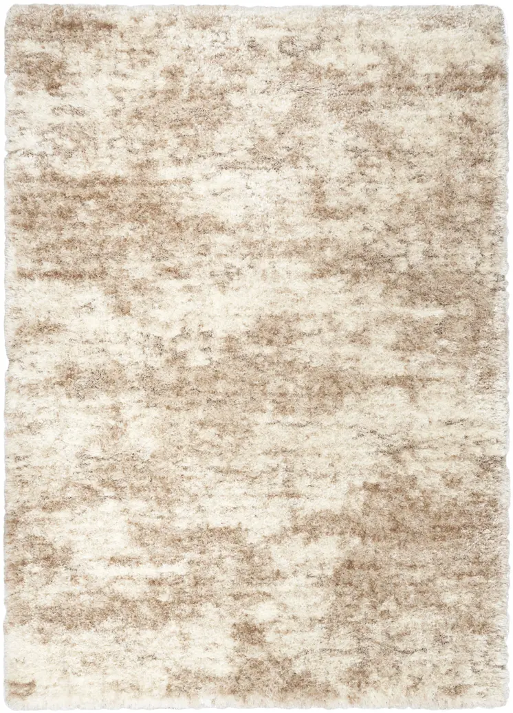 5' X 7' Beige and Ivory Abstract Shag Area Rug