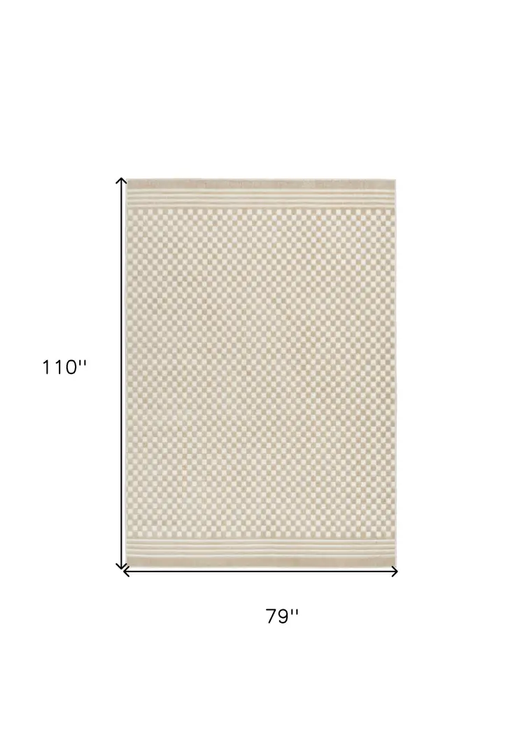 7' X 9' Beige Geometric Area Rug