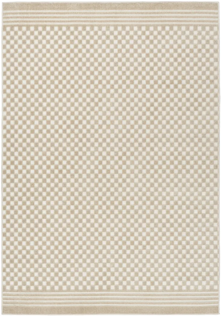 7' X 9' Beige Geometric Area Rug