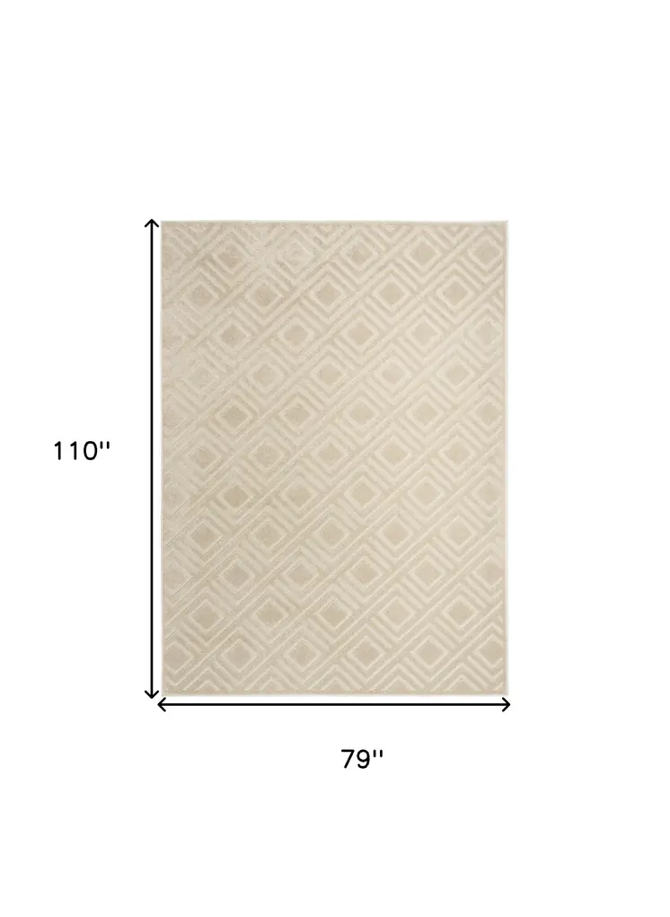 7' X 9' Beige Geometric Area Rug