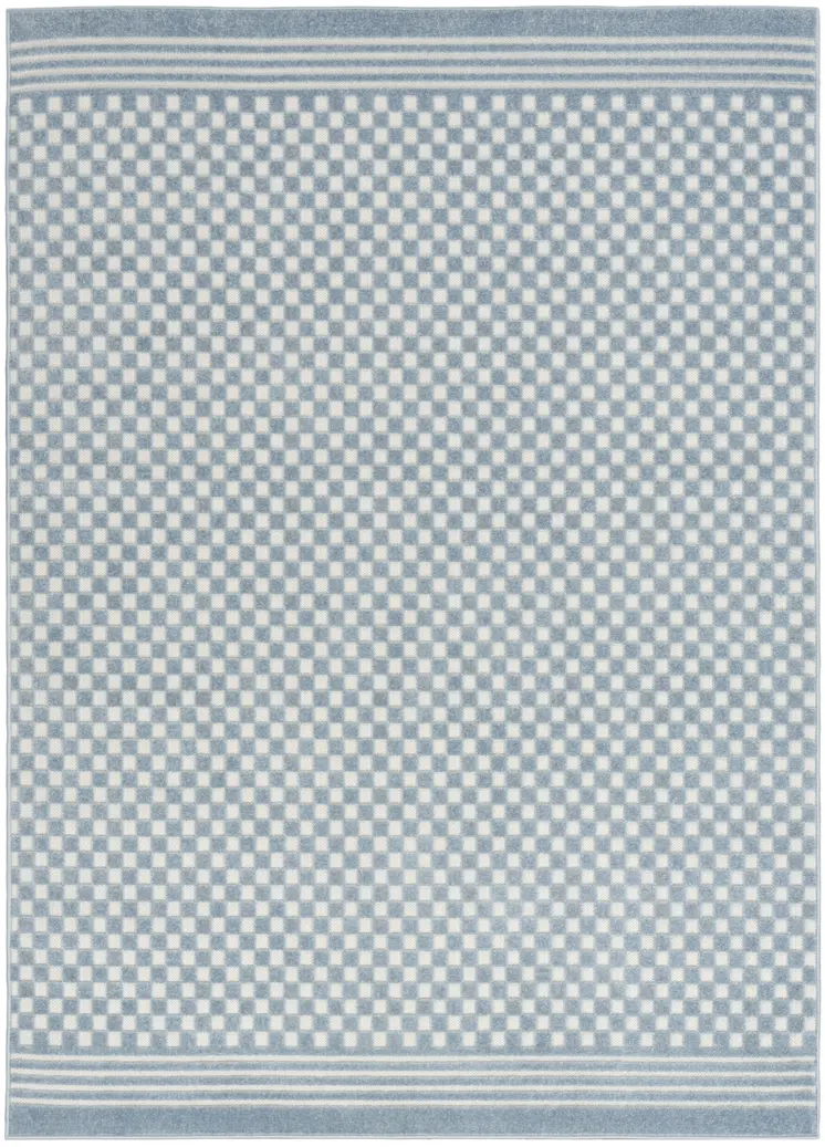 7' X 9' Blue Geometric Area Rug
