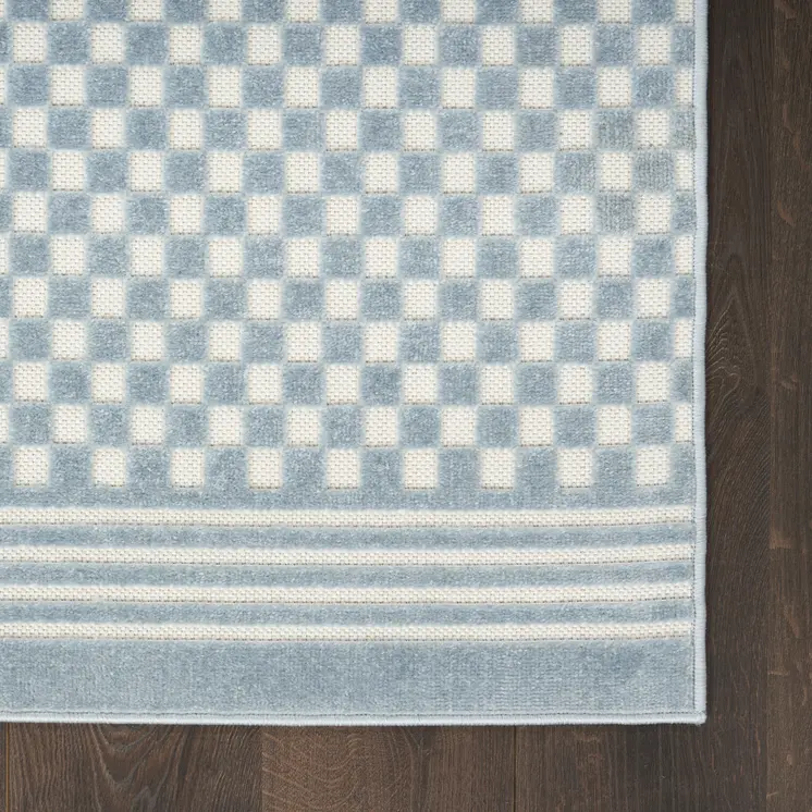 7' X 9' Blue Geometric Area Rug