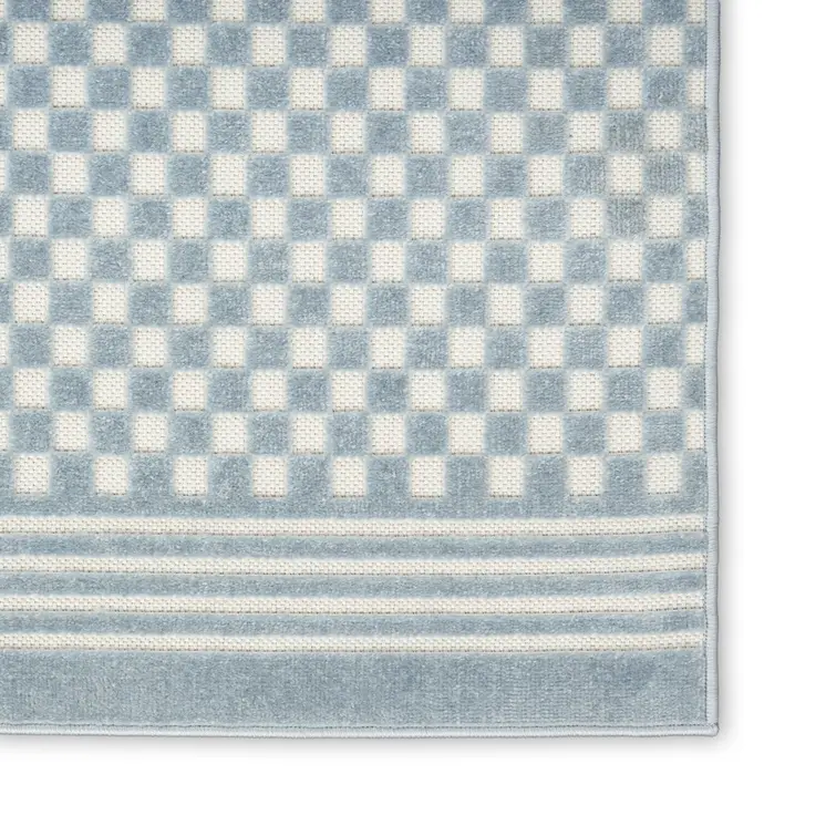 7' X 9' Blue Geometric Area Rug