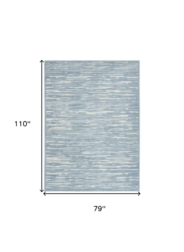 7' X 9' Blue Geometric Area Rug