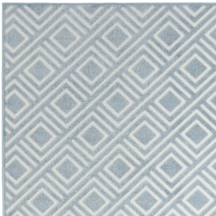 7' X 9' Blue Geometric Area Rug