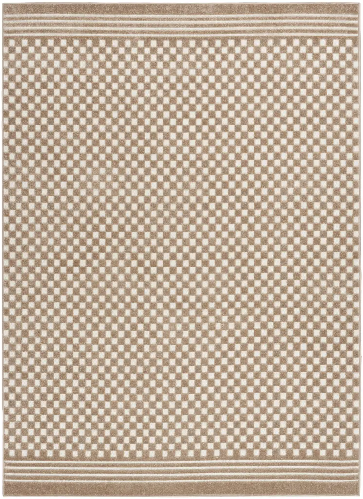 7' X 9' Brown Geometric Area Rug
