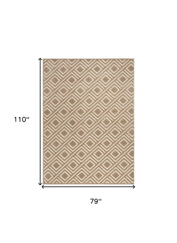 7' X 9' Brown Geometric Area Rug