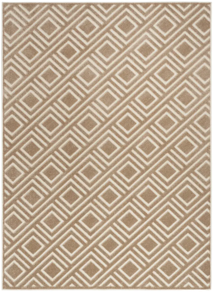 7' X 9' Brown Geometric Area Rug
