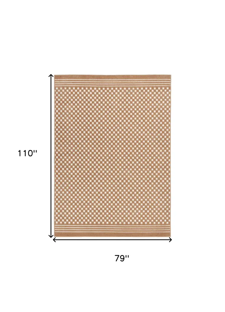 7' X 9' Brown Geometric Area Rug