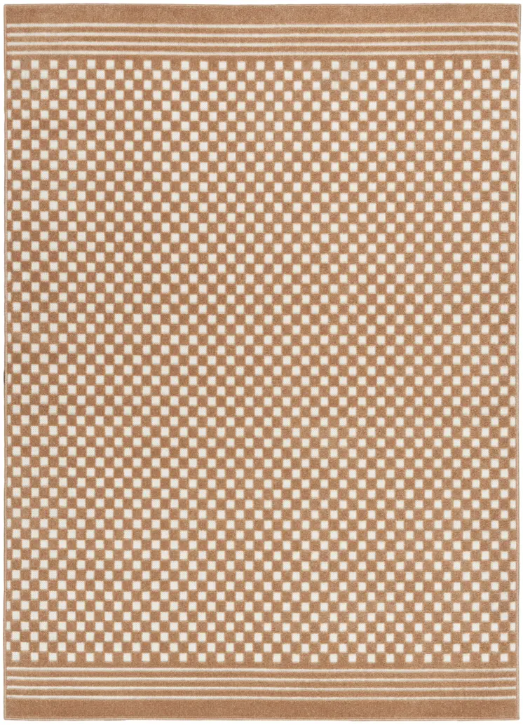 7' X 9' Brown Geometric Area Rug