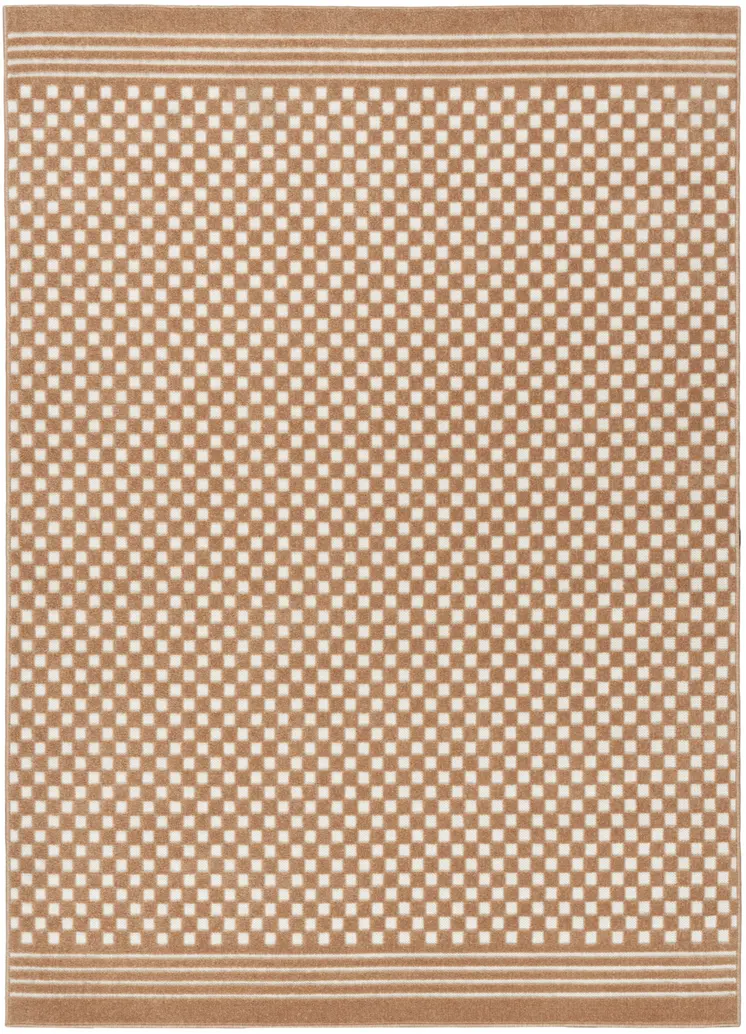 7' X 9' Brown Geometric Area Rug