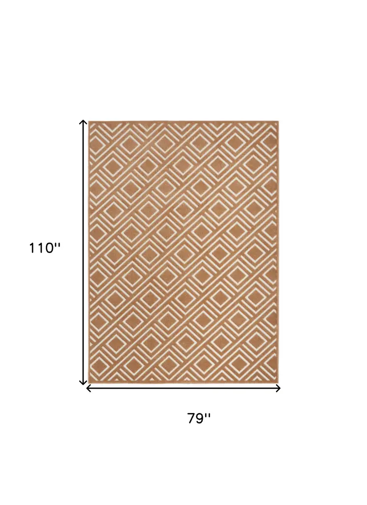 7' X 9' Brown Geometric Area Rug