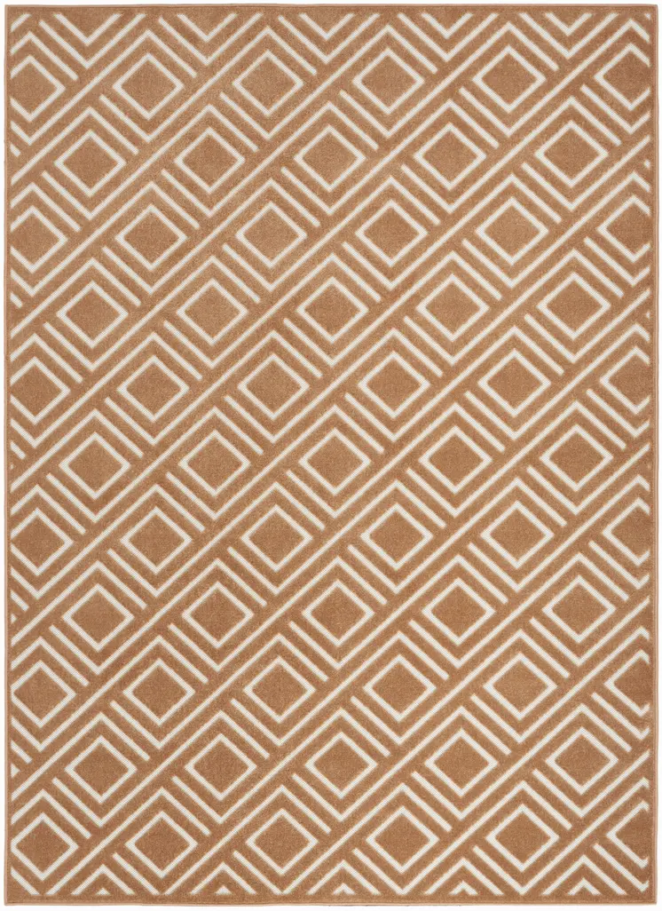 7' X 9' Brown Geometric Area Rug