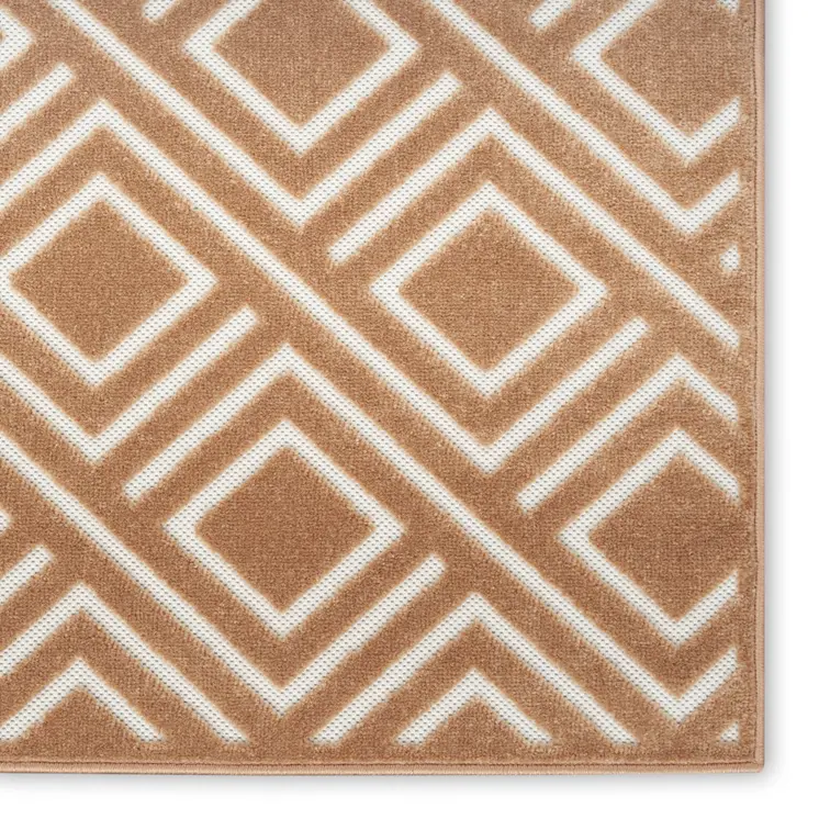 7' X 9' Brown Geometric Area Rug