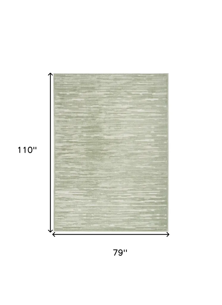 7' X 9' Green Geometric Area Rug