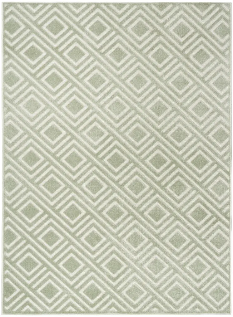 7' X 9' Green Geometric Area Rug