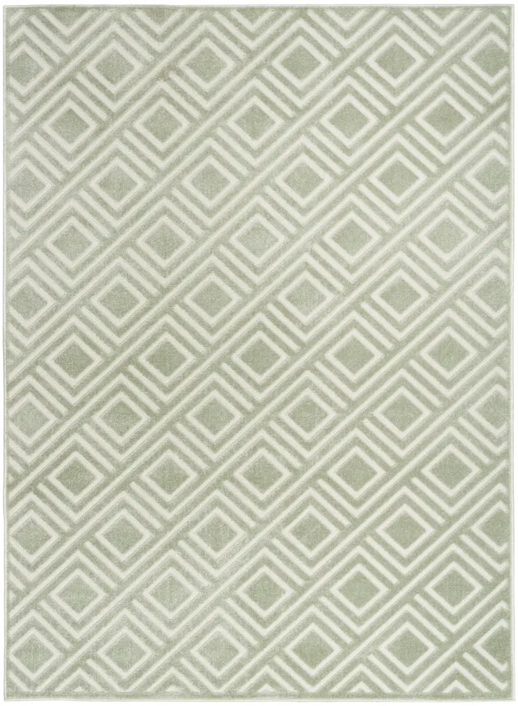 7' X 9' Green Geometric Area Rug
