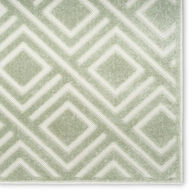 7' X 9' Green Geometric Area Rug
