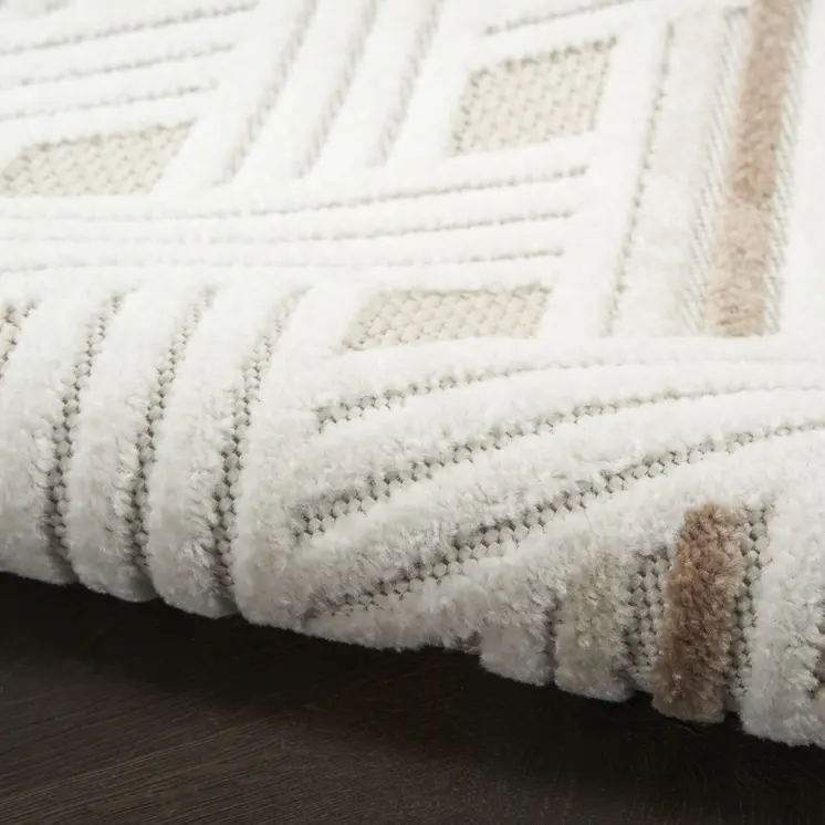 7' X 9' Cream Geometric Area Rug