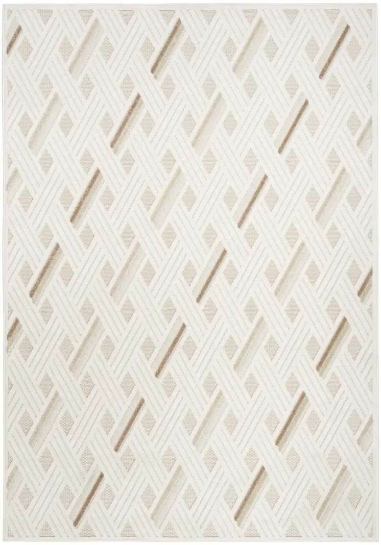 7' X 9' Cream Geometric Area Rug