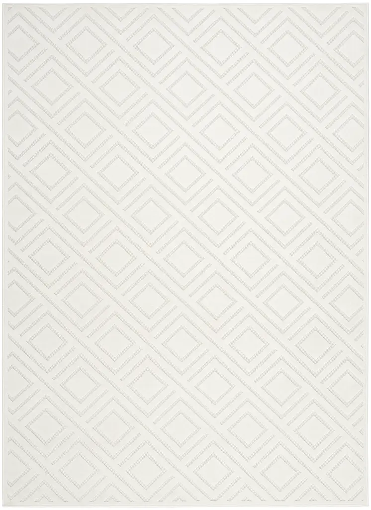 7' X 9' Cream Geometric Area Rug