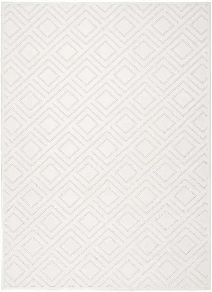 7' X 9' Cream Geometric Area Rug