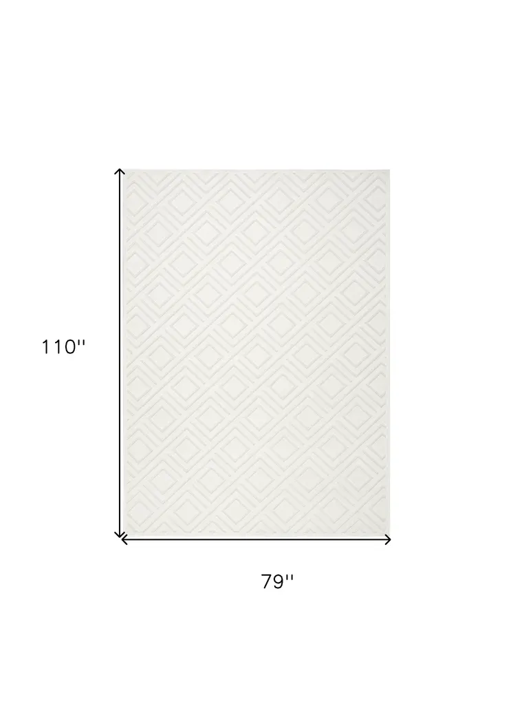 7' X 9' Cream Geometric Area Rug