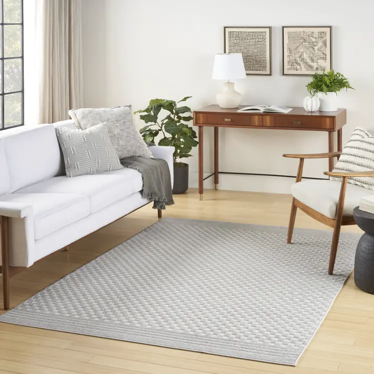 7' X 9' Gray Geometric Area Rug