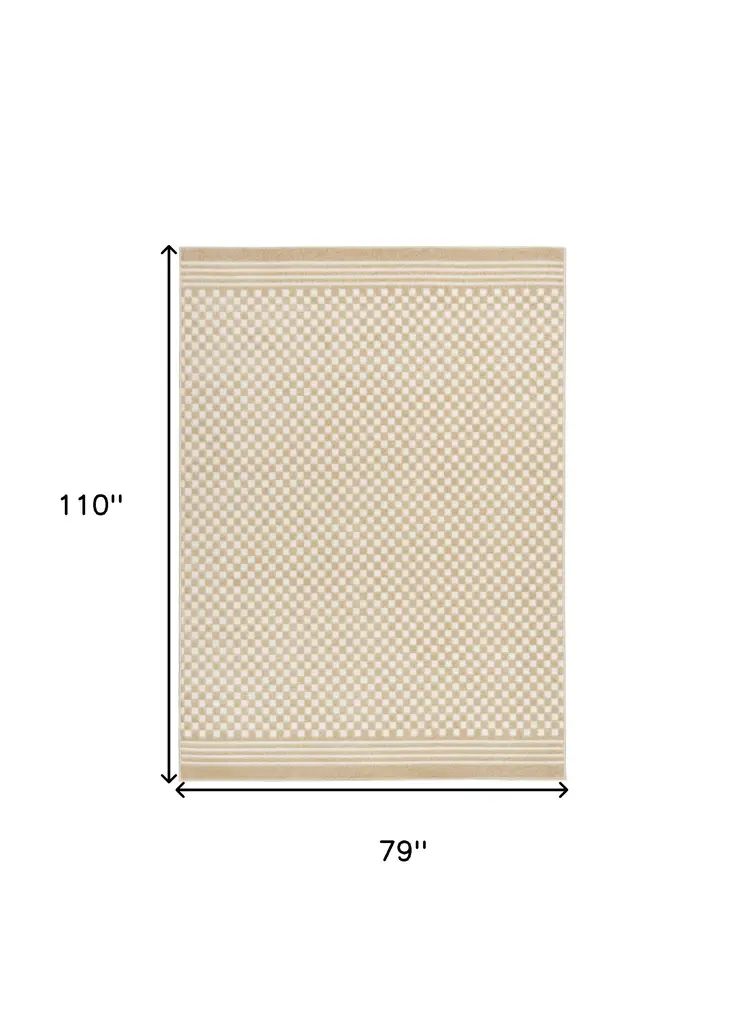 7' X 9' Tan Geometric Area Rug