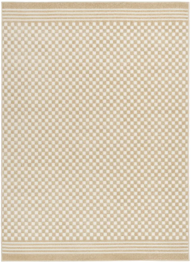7' X 9' Tan Geometric Area Rug
