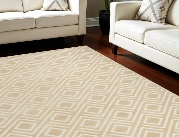 7' X 9' Tan Geometric Area Rug