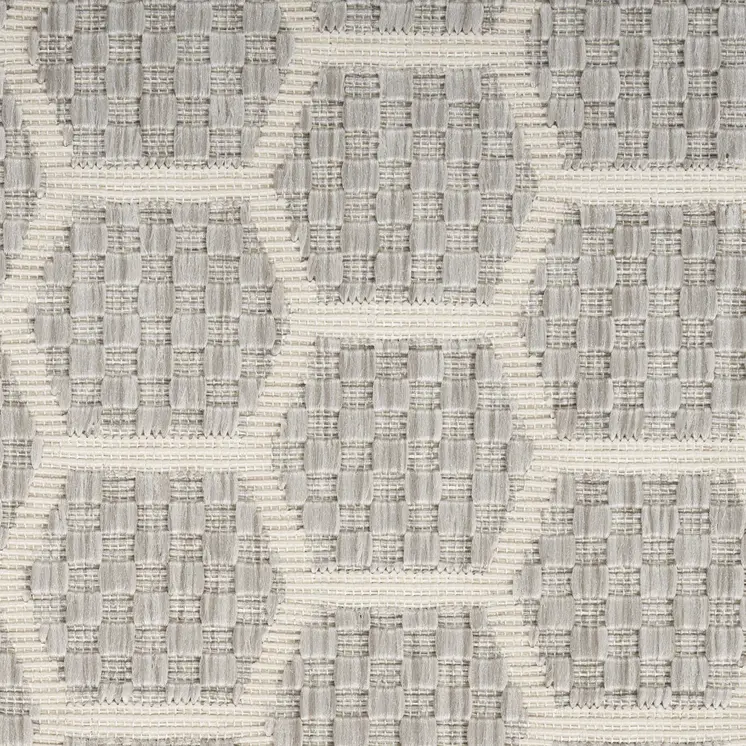 12' Gray And Ivory Geometric Indoor Outdoor Runner Rug