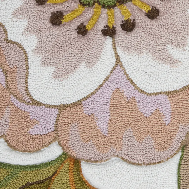 8' Ivory Red and Orange Botanical Leaves Runner Rug