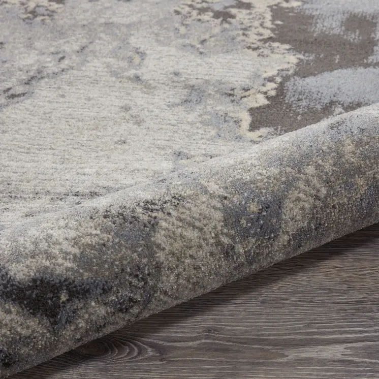 8' Gray Beige and Ivory Abstract Non Skid Runner Rug