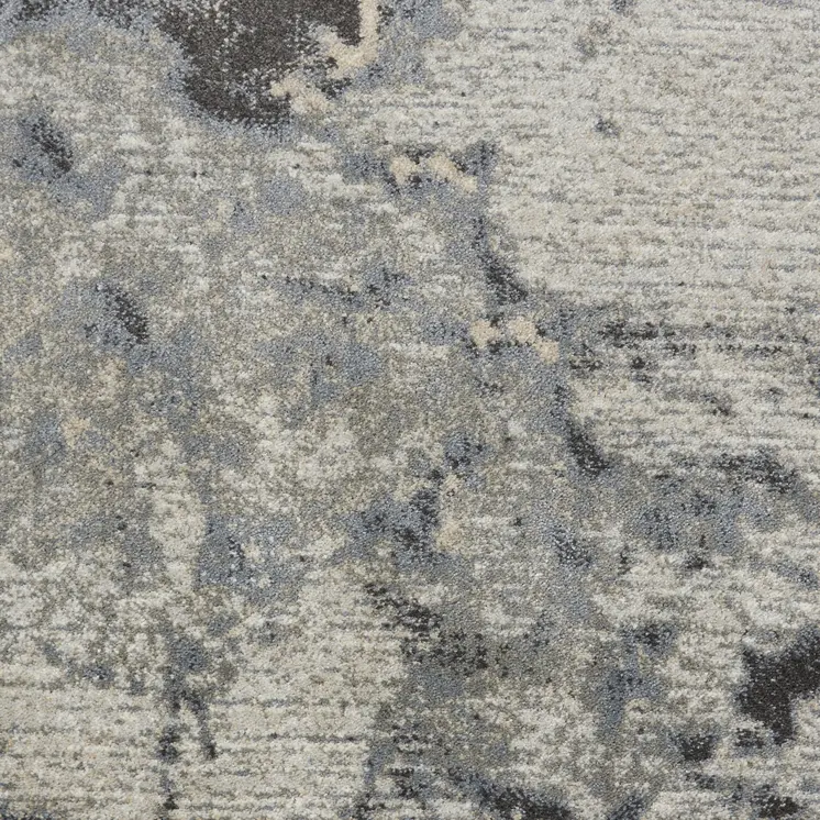 8' Gray Beige and Ivory Abstract Non Skid Runner Rug