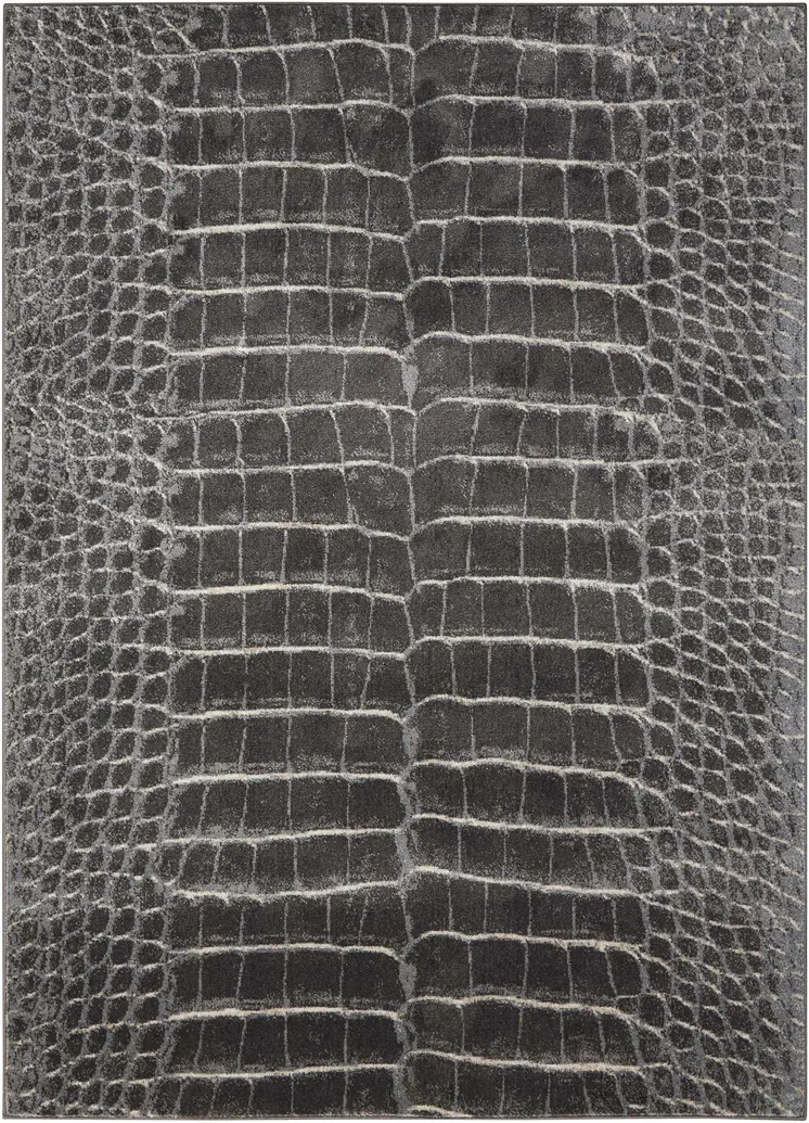 8' Gray Beige and Ivory Abstract Non Skid Runner Rug
