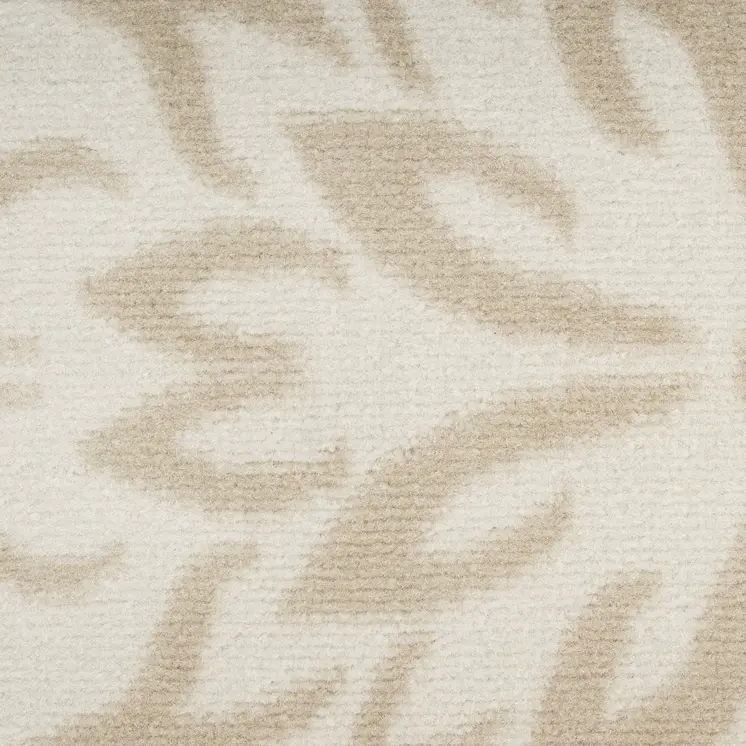 8' Beige and Ivory Floral Non Skid Round Rug
