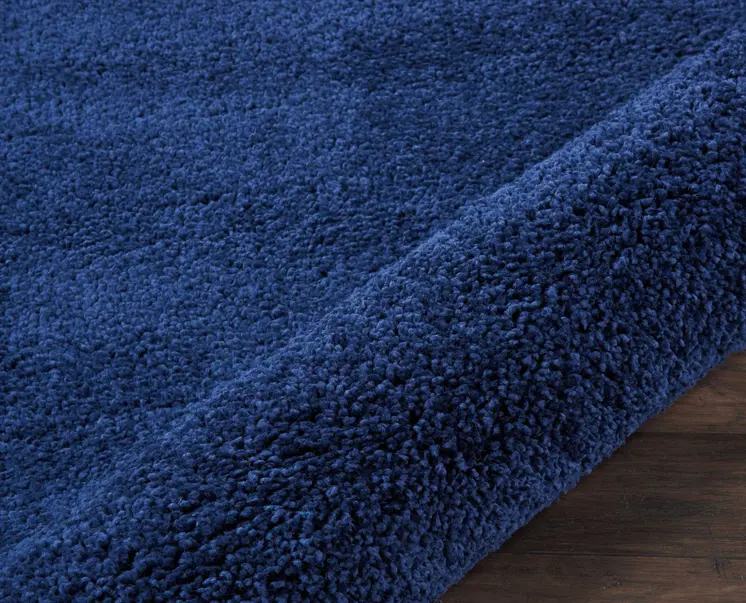 8' Blue Shag Non Skid Runner Rug