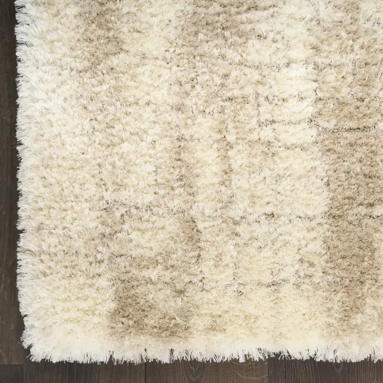 8' X 10' Beige and Ivory Abstract Shag Area Rug