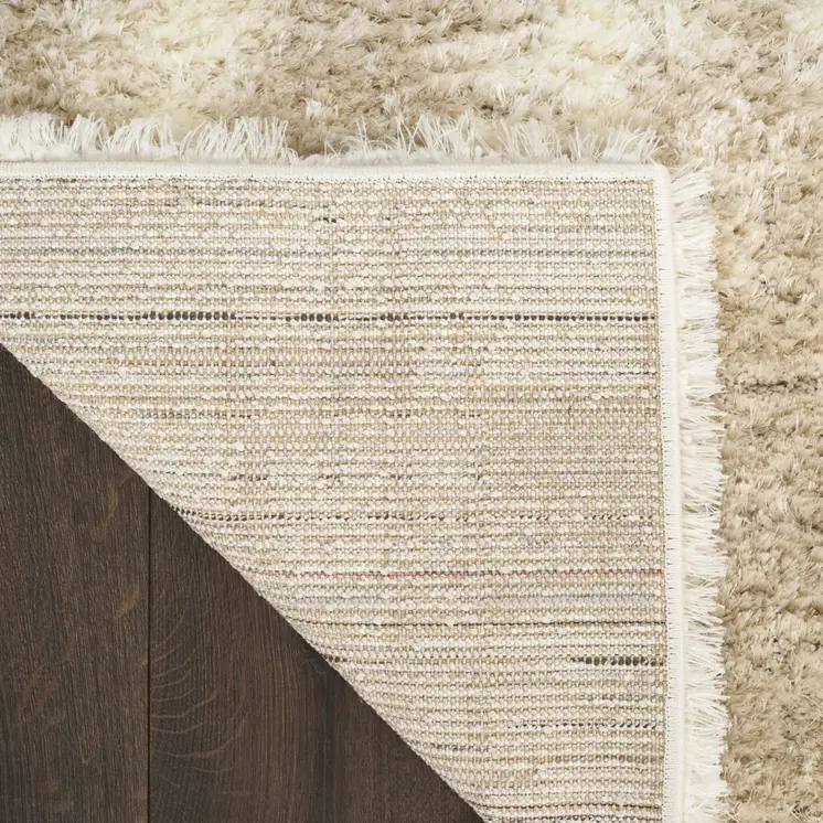 8' X 10' Beige and Ivory Abstract Shag Area Rug