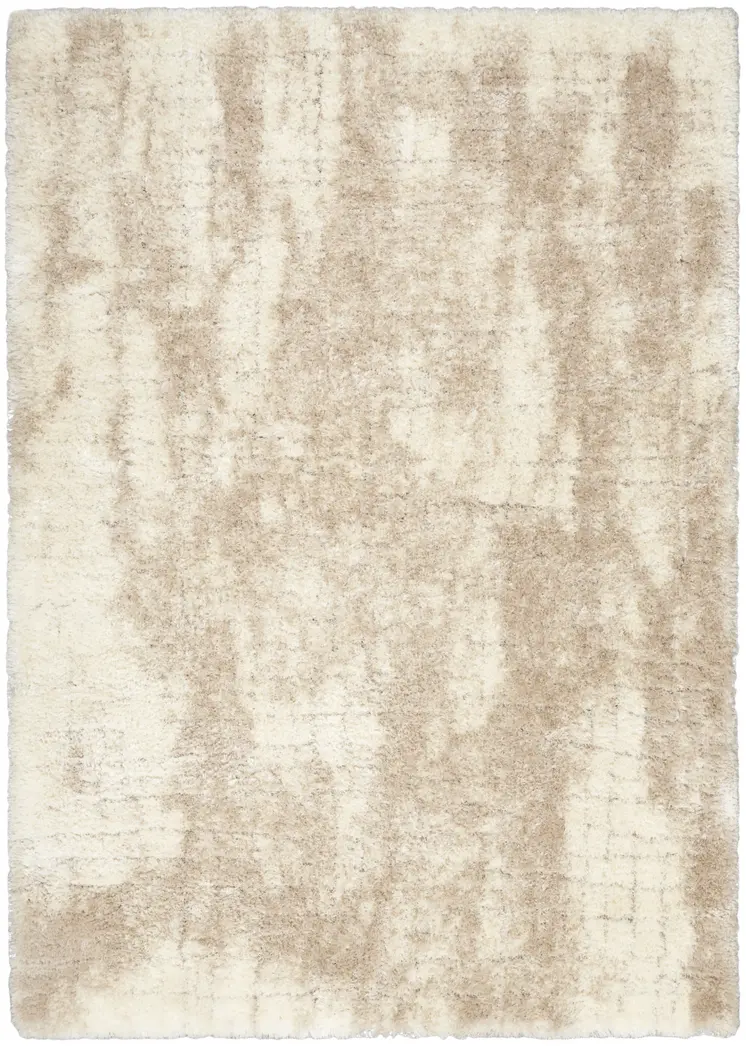 8' X 10' Beige and Ivory Abstract Shag Area Rug