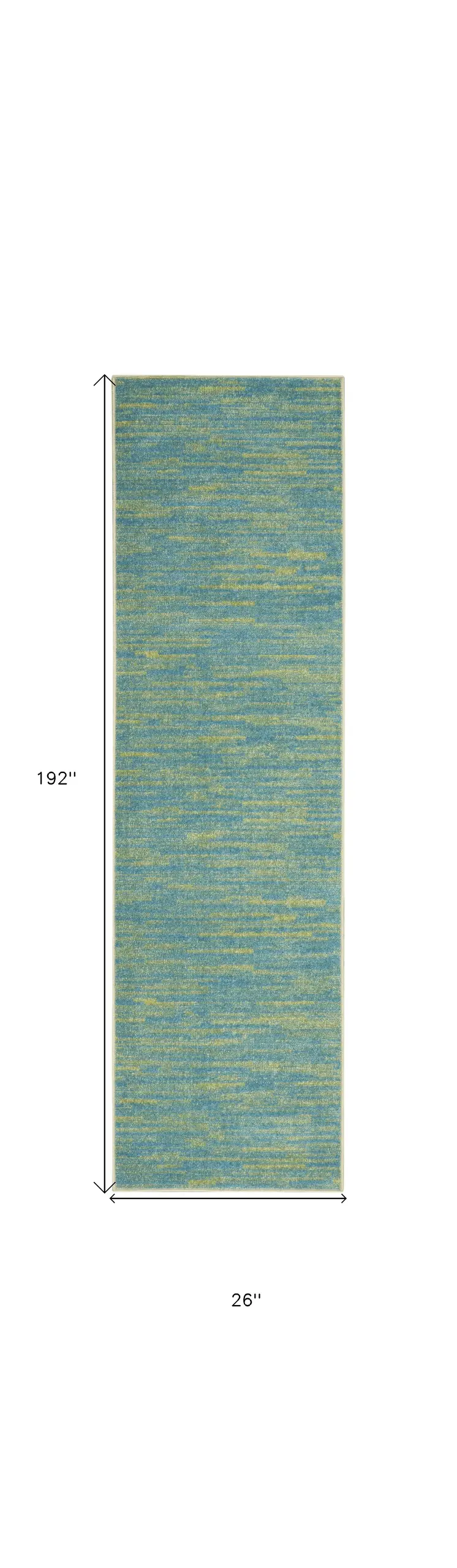 16' Blue And Green Indoor Outdoor Runner Rug