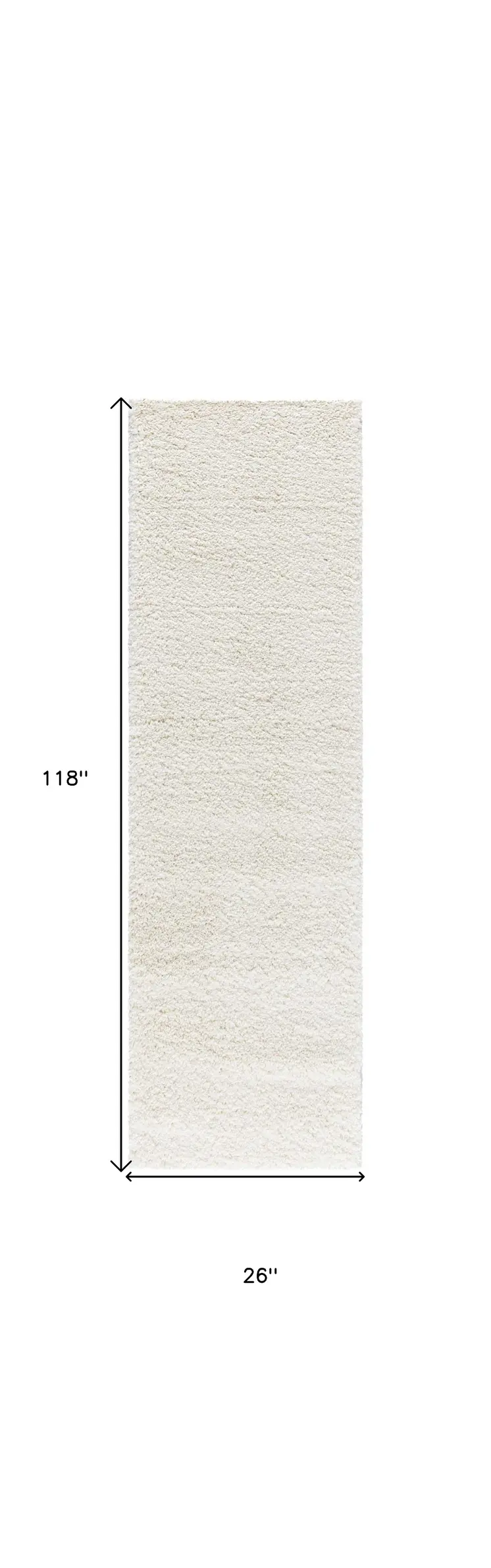 10' Cream Shag Non Skid Runner Rug