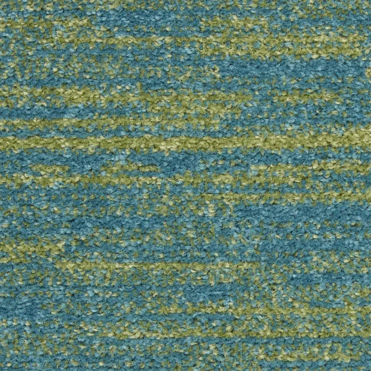 18' Blue And Green Indoor Outdoor Runner Rug