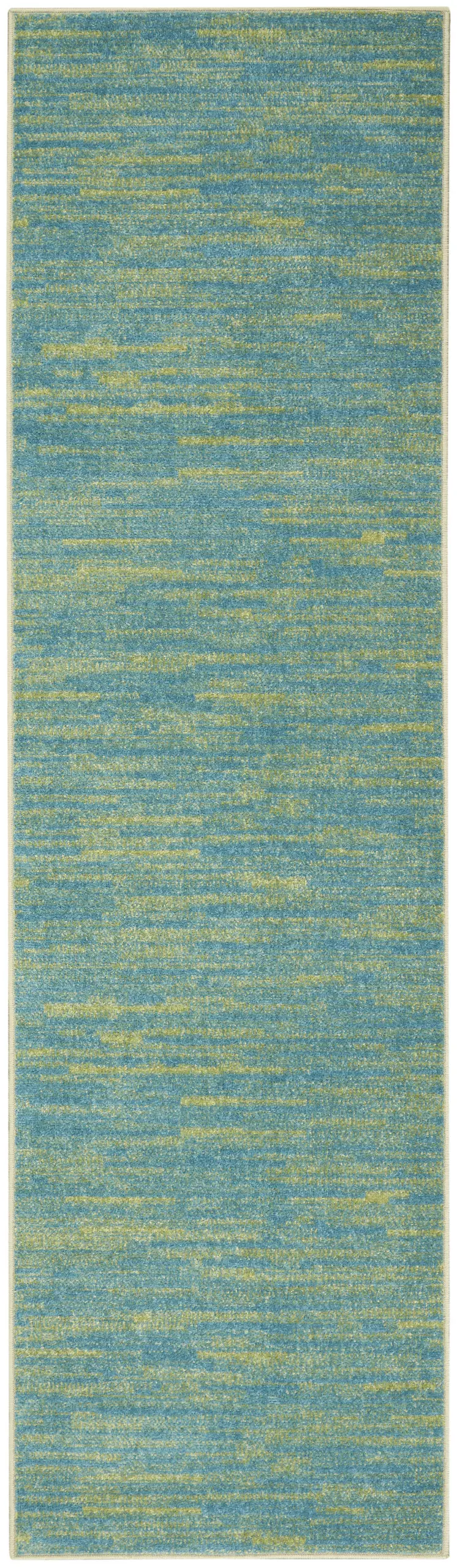 18' Blue And Green Indoor Outdoor Runner Rug