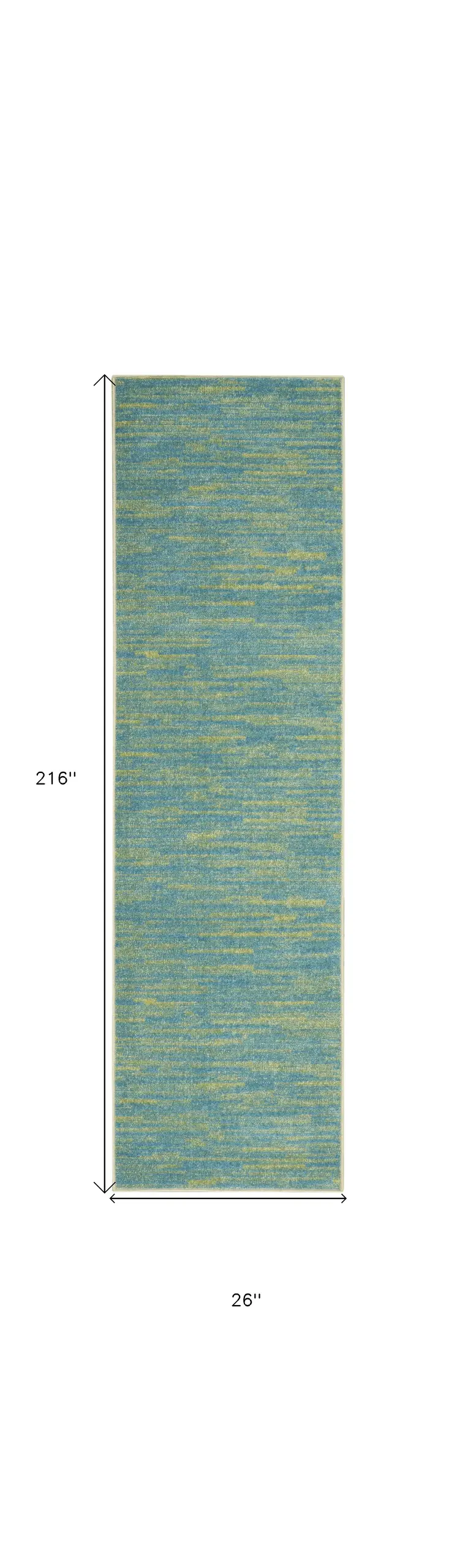 18' Blue And Green Indoor Outdoor Runner Rug