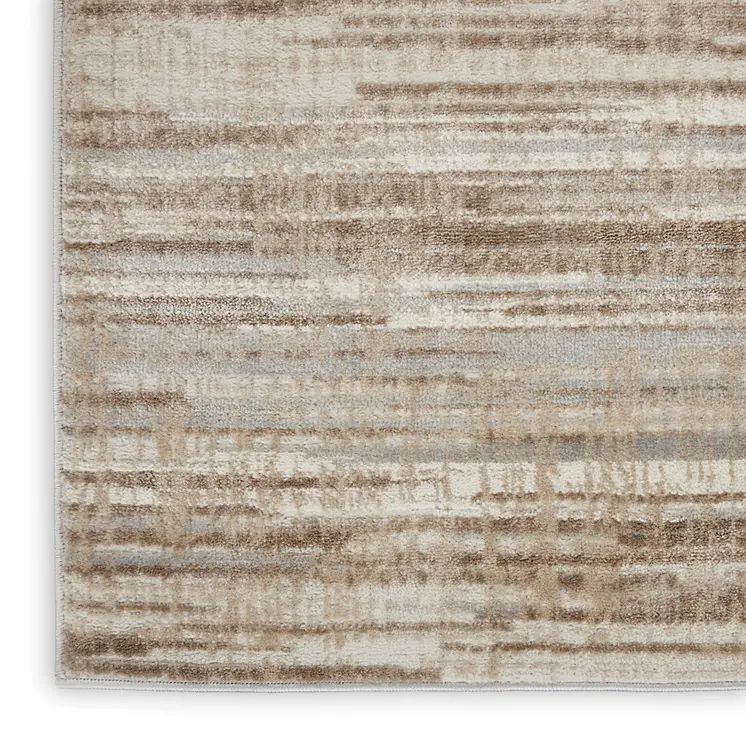16' Ivory and Gray Abstract Non Skid Runner Rug