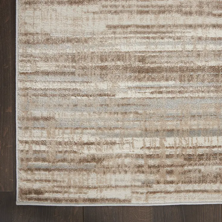 16' Ivory and Gray Abstract Non Skid Runner Rug