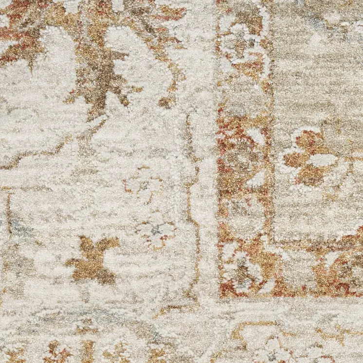 8' X 10' Green Floral Power Loom Distressed Area Rug With Fringe