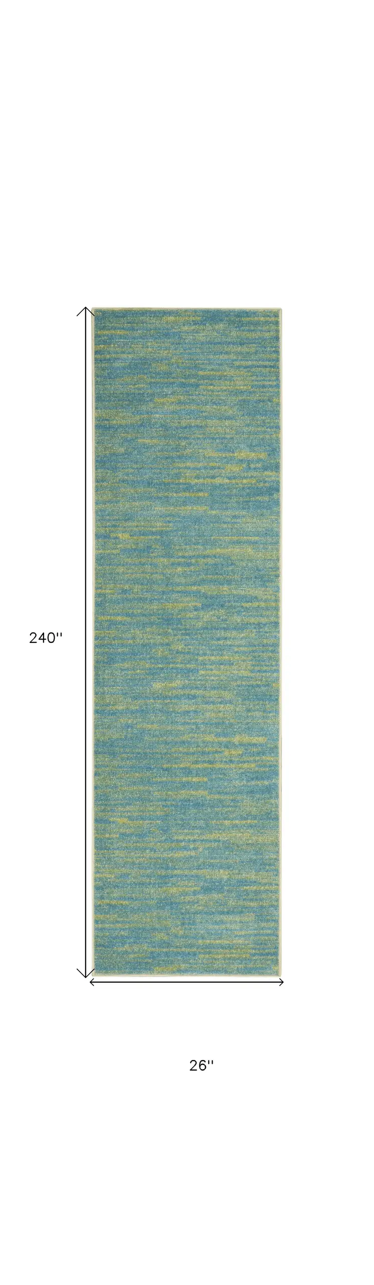 20' Blue And Green Indoor Outdoor Runner Rug